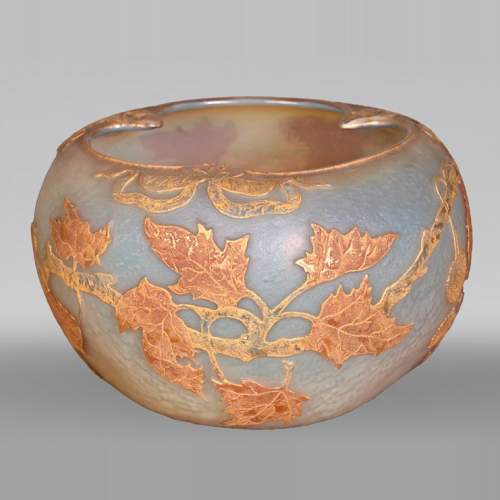 Daum Nancy — “Maple Leaves” Art Nouveau Acid-Etched Glass Vase