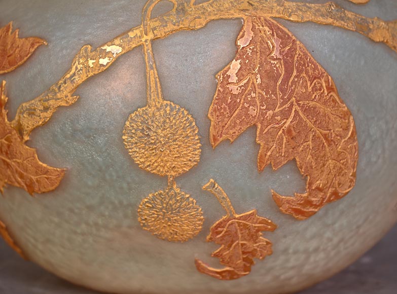 Daum Nancy — “Maple Leaves” Art Nouveau Acid-Etched Glass Vase-5