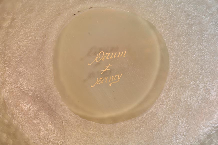 Daum Nancy — “Maple Leaves” Art Nouveau Acid-Etched Glass Vase-8