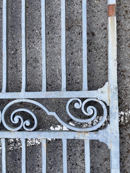 Wrought iron double panel gate with spikes-9