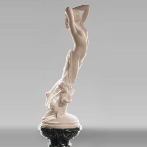 One Hour of the Night, marble sculpture signed J.&nbsp;Pollet with its column