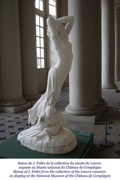 One Hour of the Night, marble sculpture signed J.&nbsp;Pollet with its column-1