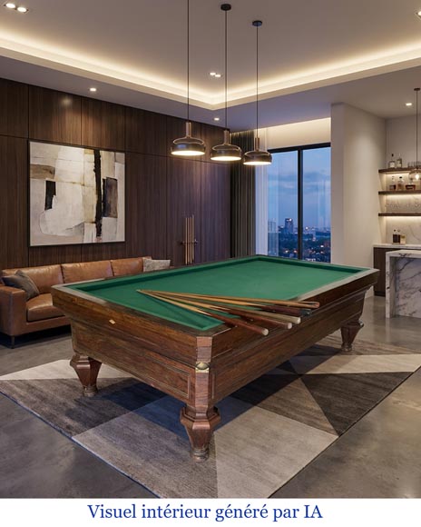 BRUNSWICK COMPANY, imposing French billiard table in veneer-8