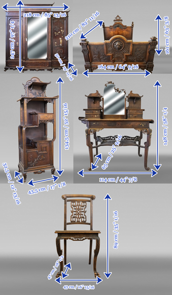 Gabriel VIARDOT (1830-1909), Japanese-style bedroom furniture set-24