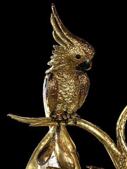 Jacques Duval-Brasseur (attributed to) Modern Parrot Lamp in Metal and Amethyst Jacques Duval-Brasseur (attributed to) Modern Parrot Lamp in Metal and Amethyst-2