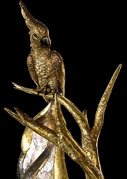 Jacques Duval-Brasseur (attributed to) Modern Parrot Lamp in Metal and Amethyst Jacques Duval-Brasseur (attributed to) Modern Parrot Lamp in Metal and Amethyst-3