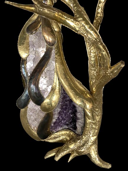 Jacques Duval-Brasseur (attributed to) Modern Parrot Lamp in Metal and Amethyst Jacques Duval-Brasseur (attributed to) Modern Parrot Lamp in Metal and Amethyst-4