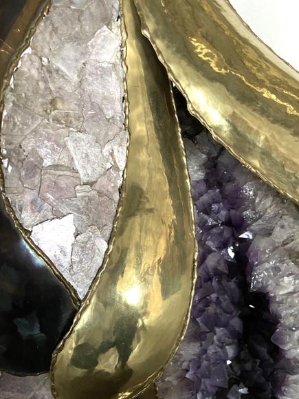 Jacques Duval-Brasseur (attributed to) Modern Parrot Lamp in Metal and Amethyst Jacques Duval-Brasseur (attributed to) Modern Parrot Lamp in Metal and Amethyst-9