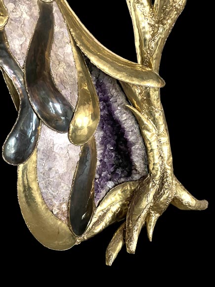 Jacques Duval-Brasseur (attributed to) Modern Parrot Lamp in Metal and Amethyst Jacques Duval-Brasseur (attributed to) Modern Parrot Lamp in Metal and Amethyst-12