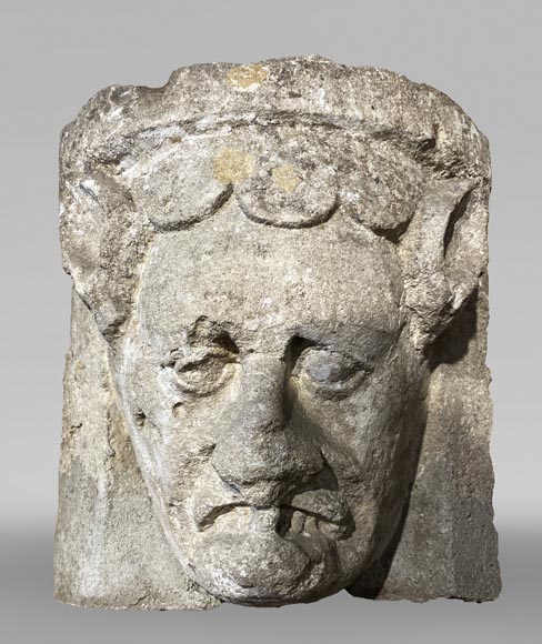 Medieval capital with demon's head, 12th century-2