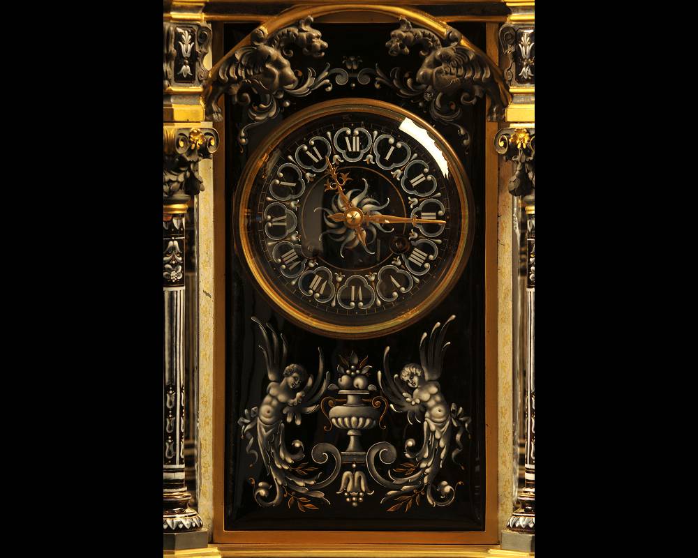 Paul SOYER, Bronze, Gilded Bronze and Enameled Clock, circa 1860-2
