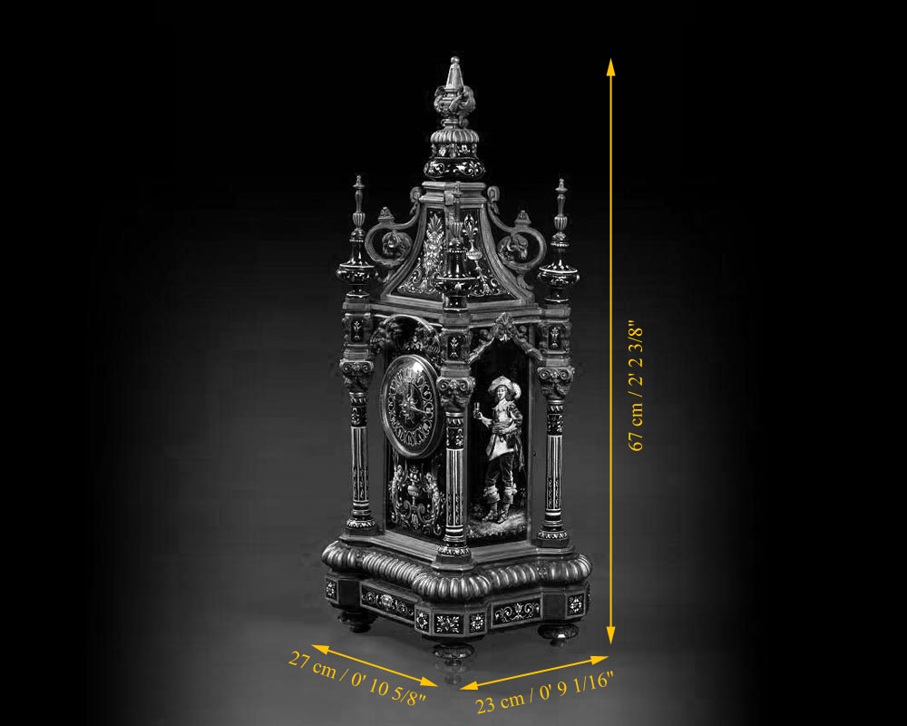 Paul SOYER, Bronze, Gilded Bronze and Enameled Clock, circa 1860-6