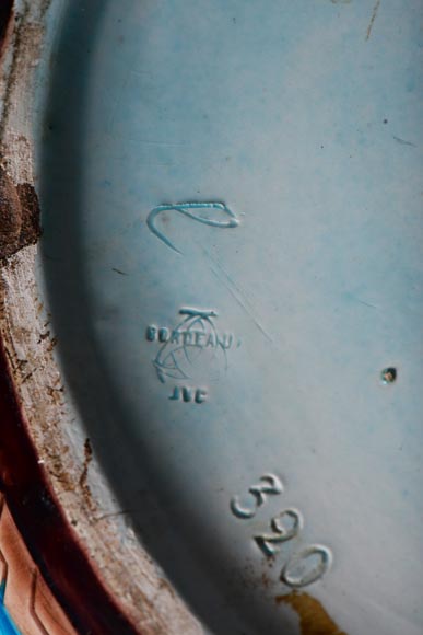 JULES VIEILLARD & COMPAGNIE, large Japanese-style cachepot in Bordeaux earthenware with polychrome enamel decoration-4