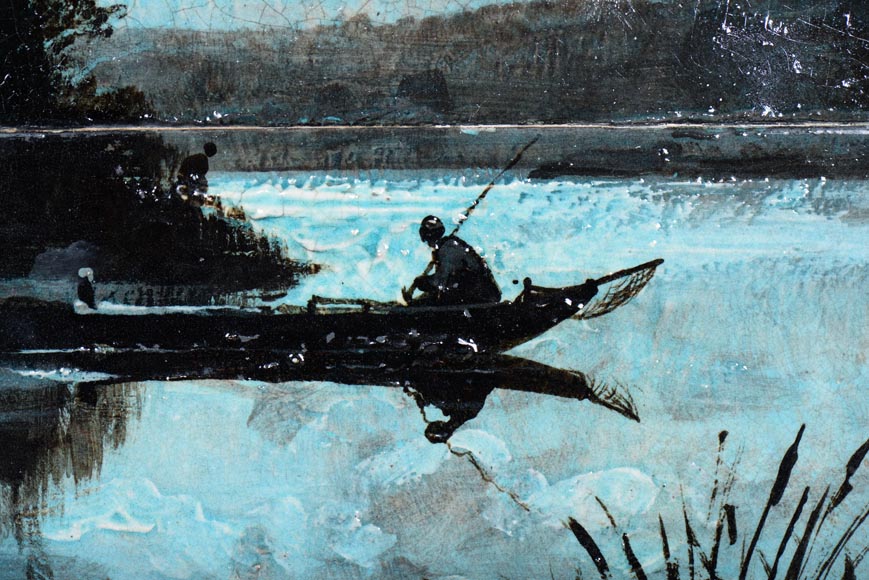 Glazed Earthenware Wall Panel with Nocturnal Landscape-3