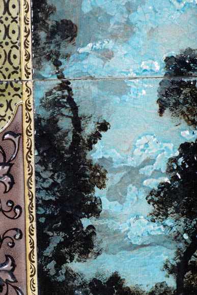 Glazed Earthenware Wall Panel with Nocturnal Landscape-4