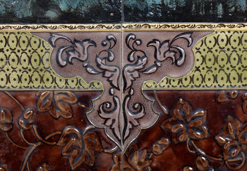 Glazed Earthenware Wall Panel with Nocturnal Landscape-5