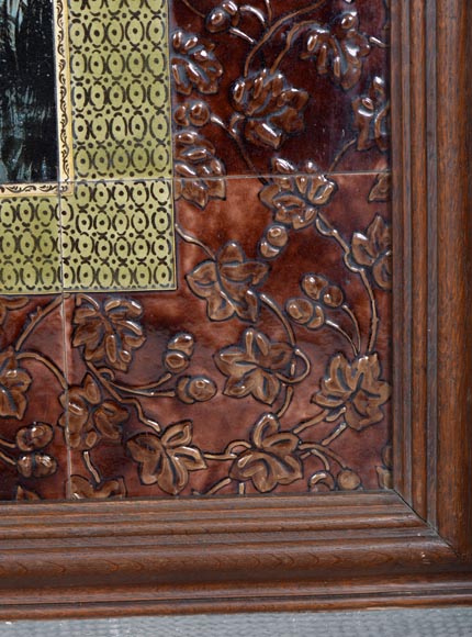 Glazed Earthenware Wall Panel with Nocturnal Landscape-6