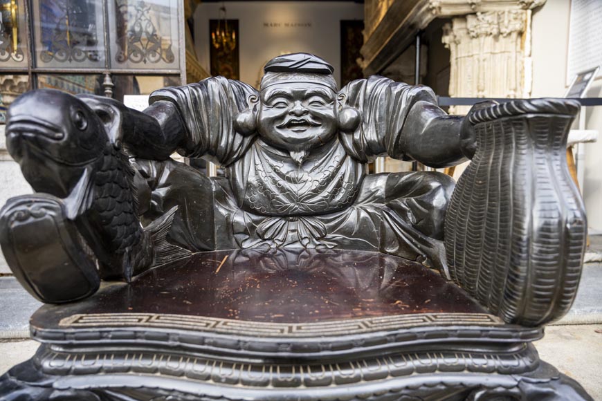 Pair of Japanese Carved Armchairs – Ebisu and Daikoku-1