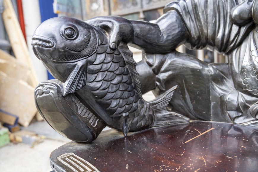 Pair of Japanese Carved Armchairs – Ebisu and Daikoku-2