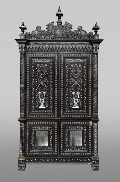 Rosewood cabinet with bone and light-wood marquetry-0