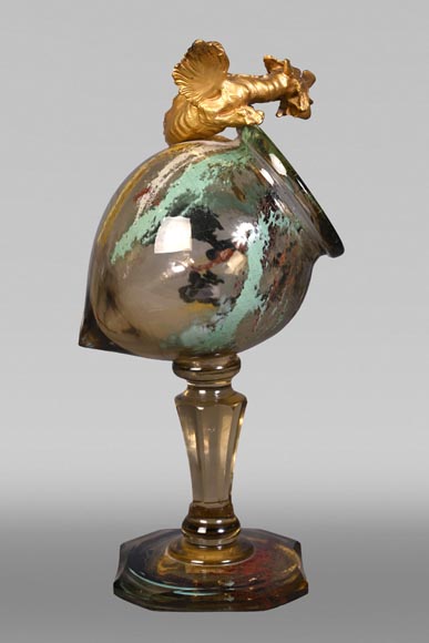 ESCALIER DE CRISTAL, François-Eugène ROUSSEAU & Ernest LÉVEILLÉ, Japanese-style polychrome glass vase with a gilt bronze dragon mount ESCALIER DE CRISTAL, François-Eugène ROUSSEAU & Ernest LÉVEILLÉ, Japanese-style polychrome glass vase with a gilt bronze dragon mount-11