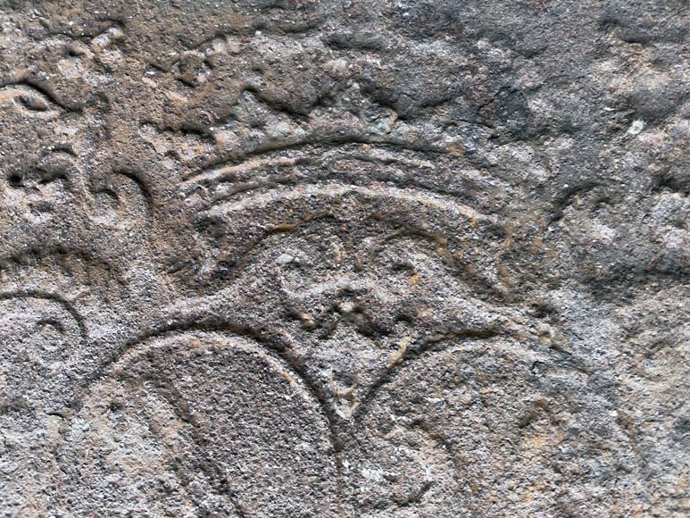 18th century fireback with two shields-4