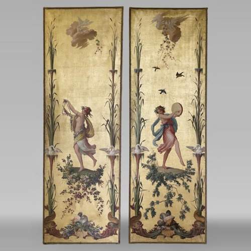 Pair of decorative canvases on the theme of music in the 18th century taste