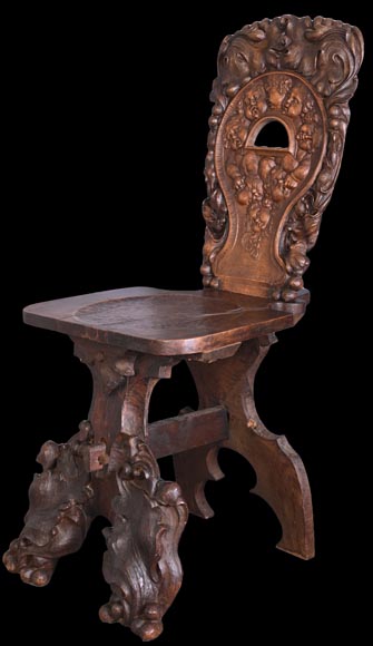 Group of sculpted wood chairs-5