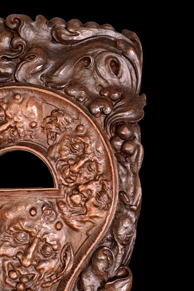 Group of sculpted wood chairs-8