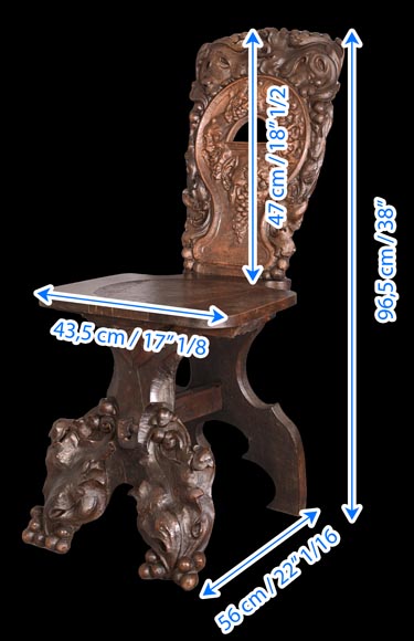 Group of sculpted wood chairs-9