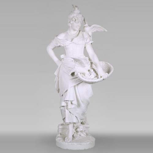 Woman with Birds, probably Vittorio Caradossi, marble, 1887, Florence