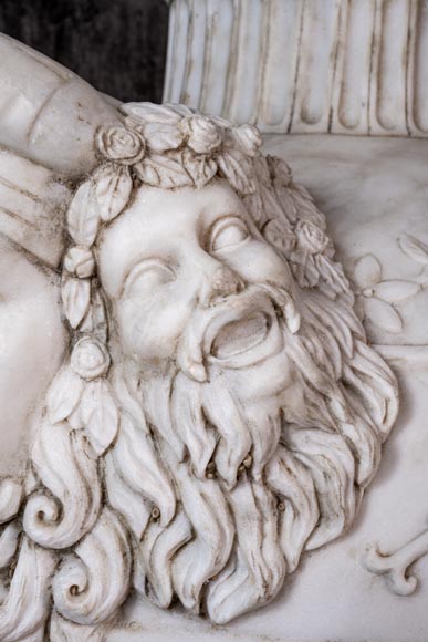 Pair of large marble vases decorated with theatre masks-4