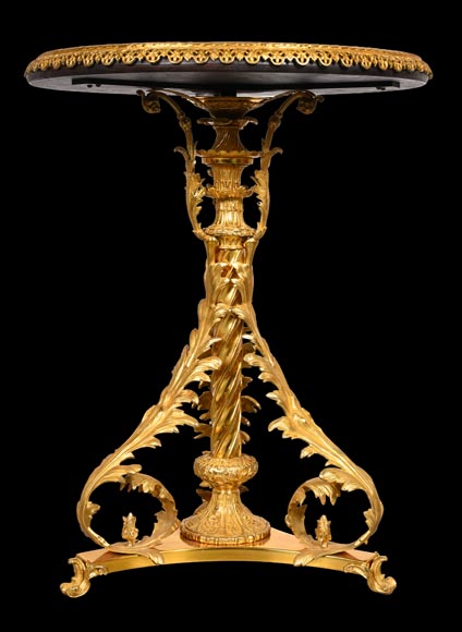 Gilt bronze guéridon with painted porcelain plaque, after Adrian VAN DER WERFF, “The Dismissal of Hagar”-1