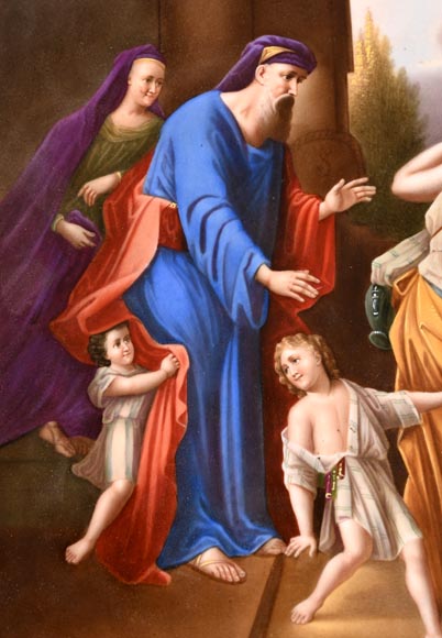 Gilt bronze guéridon with painted porcelain plaque, after Adrian VAN DER WERFF, “The Dismissal of Hagar”-4