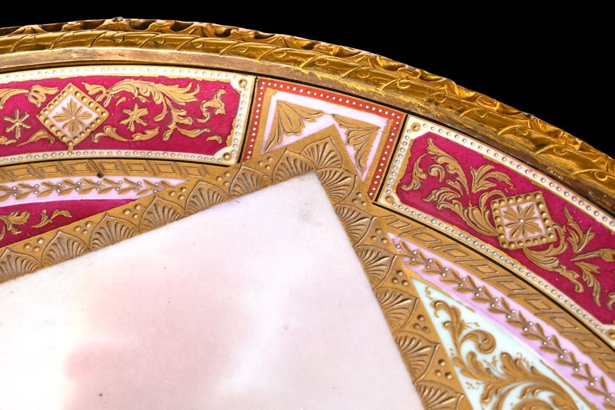 Gilt bronze guéridon with painted porcelain plaque, after Adrian VAN DER WERFF, “The Dismissal of Hagar”-8