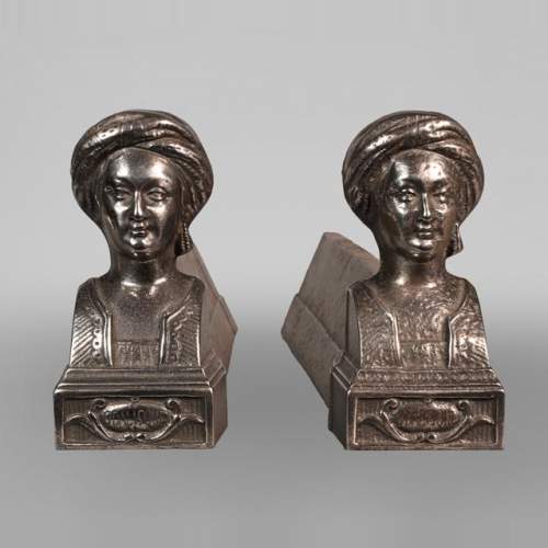 Pair of chenets with odalisques