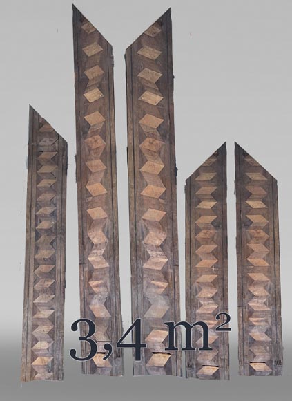 Napoleon III Parquet Friezes – 3.4 m² – Interlaced Diamond Motif with Black Border-0