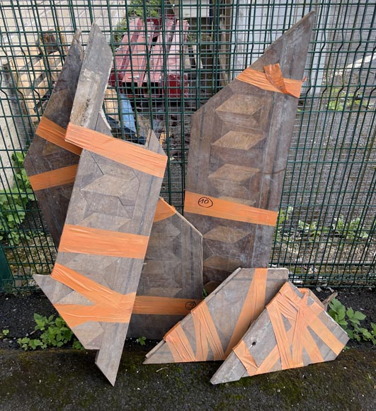 Napoleon III Parquet Friezes – 3.4 m² – Interlaced Diamond Motif with Black Border-2