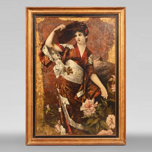 Conrad KIESEL (after), Japonist portrait of a woman wearing a kimono, circa 1880