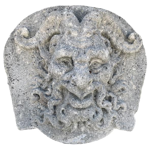 Set of Four Carved Stone Medallions Depicting Satyr Faces-2