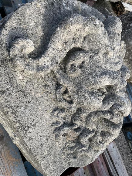 Set of Four Carved Stone Medallions Depicting Satyr Faces-7