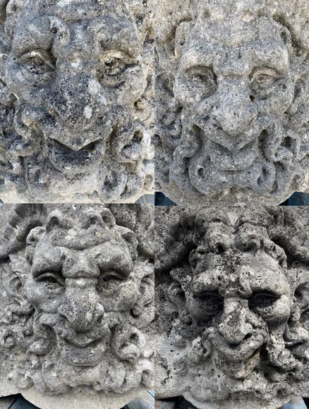 Set of Four Carved Stone Medallions Depicting Satyr Faces-8