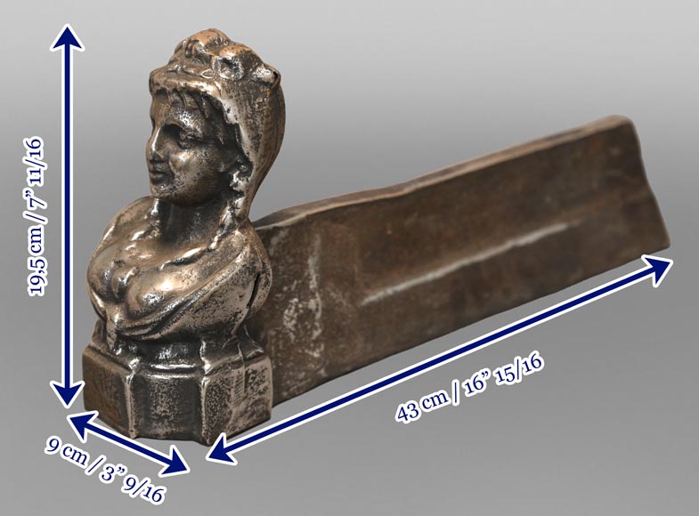 Pair of andirons with female busts-4