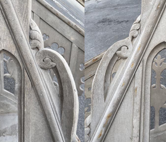 Pair of Neo-Gothic Church Pulpit Staircases in Carved Oak-4