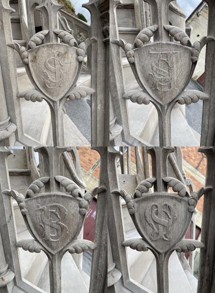 Pair of Neo-Gothic Church Pulpit Staircases in Carved Oak-5