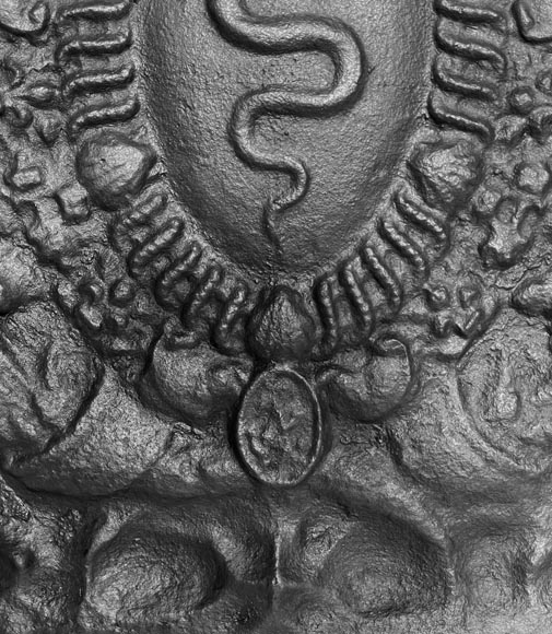 Fireplace plaque with snakes, bearing the arms of Colbert Fireplace plaque with snakes, bearing the arms of Colbert-5