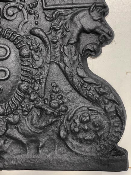 Fireplace plaque with snakes, bearing the arms of Colbert Fireplace plaque with snakes, bearing the arms of Colbert-7