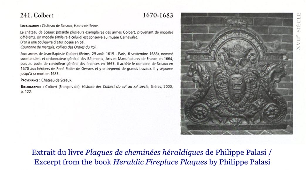 Fireplace plaque with snakes, bearing the arms of Colbert Fireplace plaque with snakes, bearing the arms of Colbert-9