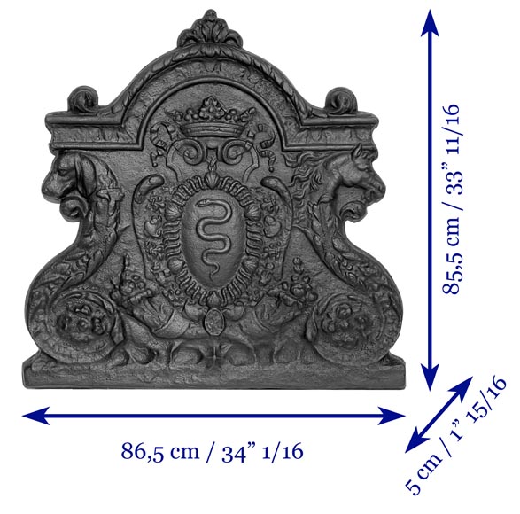 Fireplace plaque with snakes, bearing the arms of Colbert Fireplace plaque with snakes, bearing the arms of Colbert-10