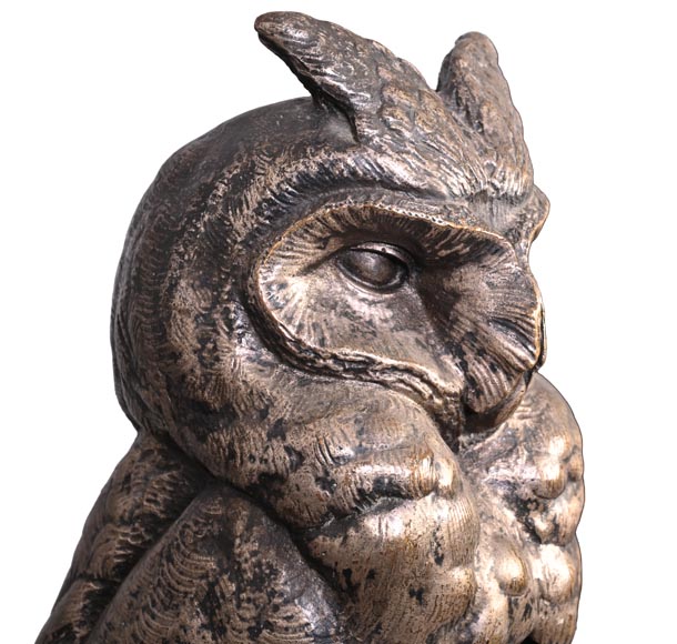 E. CLAVIER, Andirons with Eurasian Eagle-Owls, 1867 World's Fair-3